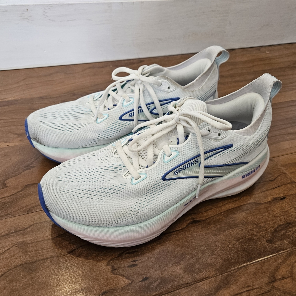 Brooks Women's White and Blue Running Shoes